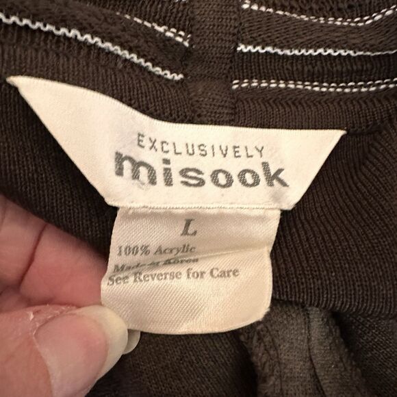 Misook Cardigan Sweater Women's L Brown 100% Acrylic Knit Long Sleeve Open Front - Picture 6 of 6